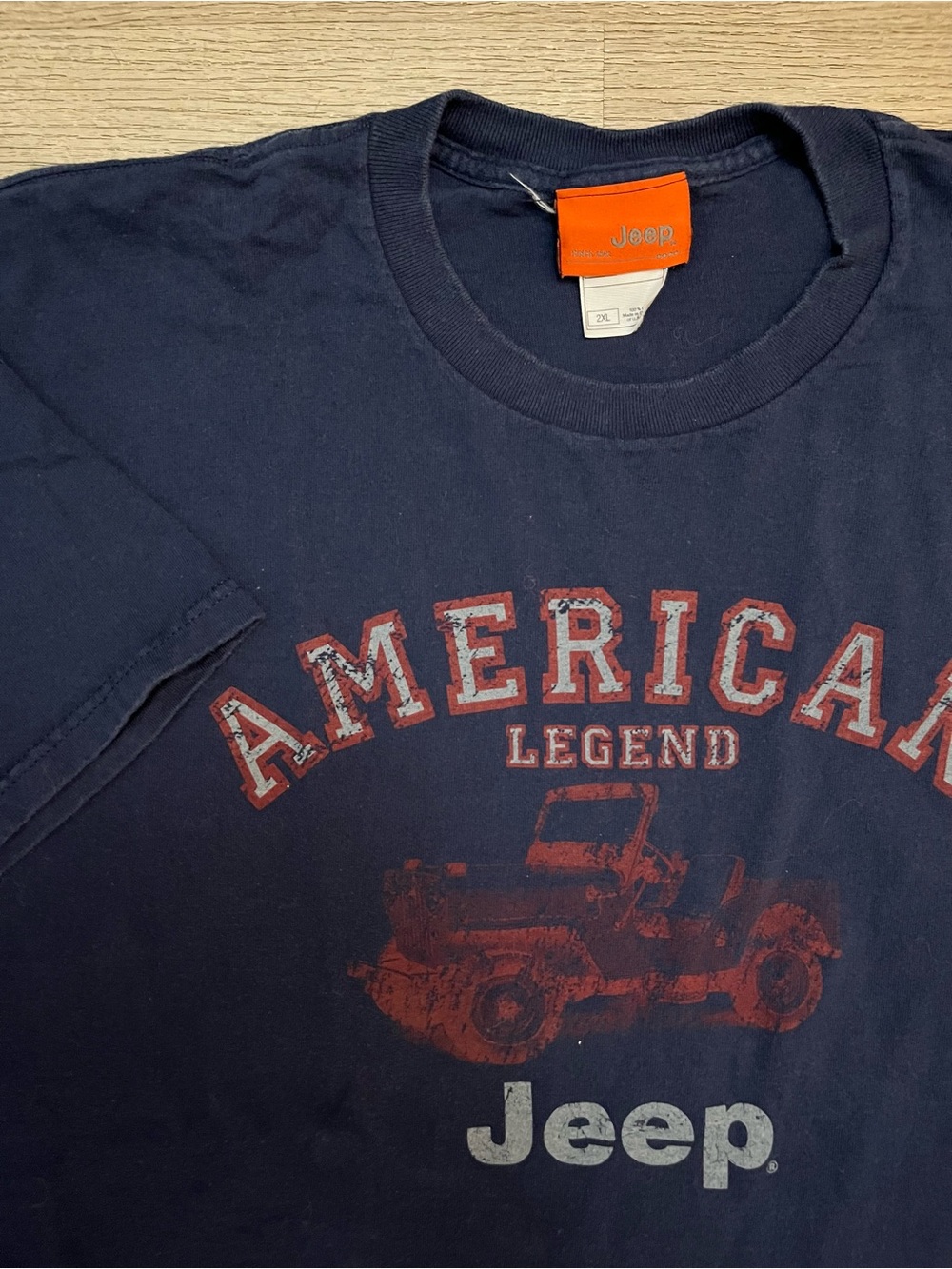 Vintage Jeep Navy Blue Short Sleeve Tee with Red and White Graphic Large Cotton